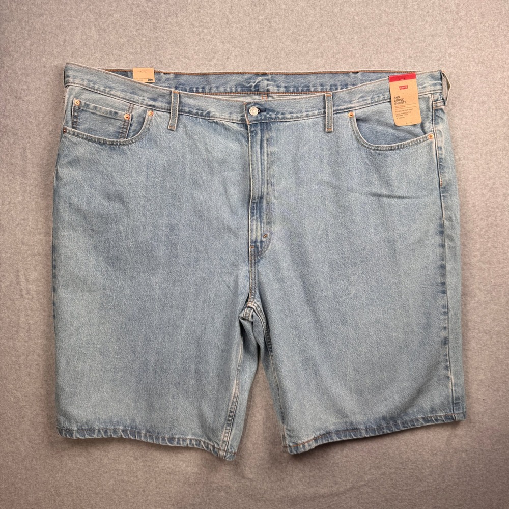 Levi's 469 Loose Shorts Mens 54 Light Wash Blue Denim Jean Baggy 12" Inseam NEW